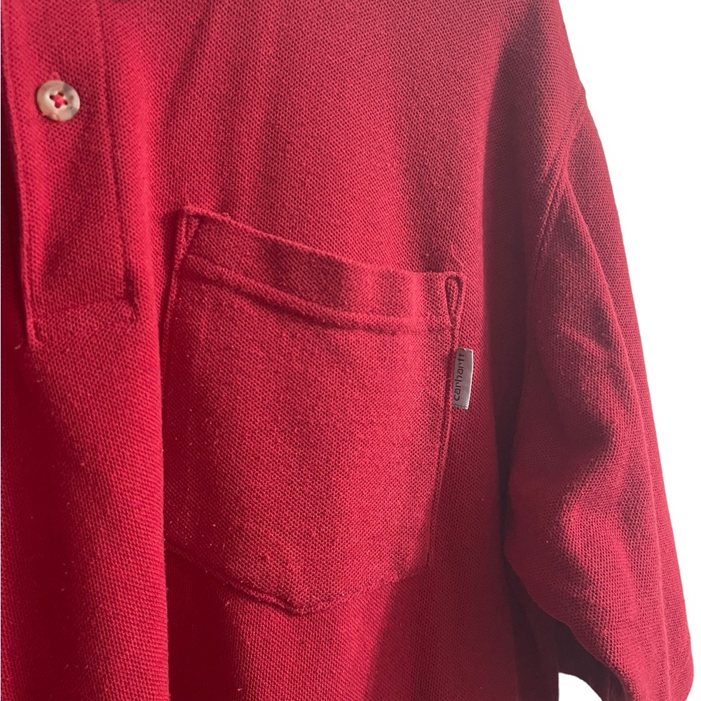 Men’s Carhartt Red Short Sleeve Polo Shirt L-XL - Picture 2 of 5